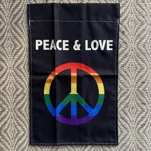Peace & Love Home Flag Banner Rainbow LGBTQ+ 18x11 1/2” Front & Back Design